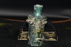 Rare Genuine Ancient Roman Glass Bottle Vessel With Trailed Glass Decoration