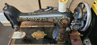 Antique Singer Sewing Machine Model 66 Red Eye Aai82906 Electric Case Vintage
