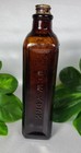 Antique Glovers Imperial  Medicine Bottle Amber New York  H  Clay Glover
