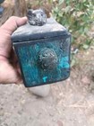 Authentic Ancient Egyptian Antiquities Rare Khnum Box With 4 Canopic Jars Bc
