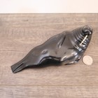 Vintage John Perry Signed Black Ebonite Sculpture W  Tusk Pottery Walrus 1981