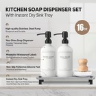 Kitchen Soap Dispenser Set With Instant Dry Tray 16 Oz Hand And Dish Soap Whi   