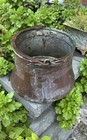 Vintage Large Copper Pot planter Handmade Hammered Handle Primitive Rich Patina