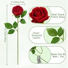 50 Pcs Red Roses Artificial Flowers Bulk Real Touch Velvet Fake Bouquet Wedding