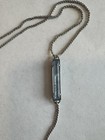 Kendra Scott Silver Necklace Rectangle Bar Pendant Lariat Chain Sky Blue 