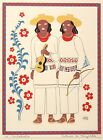 Original Vintage Carlos Merida 1945 Silkscreen Print  huicholes  Signed In Plate