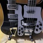 Black Double Neck Electric Bass 12 4 Hh Chrome Electric Guitar Free Ship