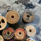 Lot Of 98 Antique Wood Spools With Some Modern Items