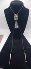 Vtg Navajo G Arrow Signed Handcrafted Tiered Sterling Turquoise Coral Bolo Tie