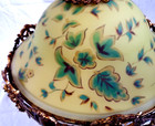 Vtg Art Deco Ornate Frosted Glass Ceiling Light Shade Reverse Painted Flixture