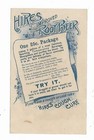 Old Trade Card Hires  Root Beer Temperance Beverage Cough Cure Druggist Grocer