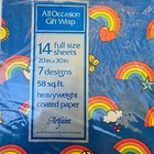 Vintage Gift Wrap Paper Wrapping Presents 1980s Artfaire Rainbow Space Dots