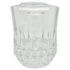 Lead Crystal Ice Bucket With Diamond Cut Pattern And Dual Handles Elegant