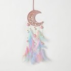 Kids Dream Catcher Wall Decor Pompom Feather Baby Dreamcatcher With Pink Moon