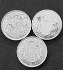 Set 3 Silver Coin 1941 1943 1945 Canada 50 Cent Half Dollar Au Perfect Condition