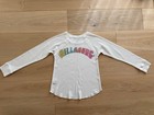 Billabong White Waffle Knit Rainbow Logo Long Sleeve Thermal Top Women   s Xs