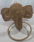 Vintage Mcm Wicker Rattan Elephant Head Towel Holder 