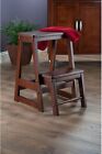 Beech Wood Double Step Stool  Antique Walnut