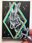    night Leap    Original Rabbit Aceo     Whimsical Moonlit Fantasy Mini Art