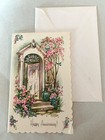 Vintage Happy Anniversary Greeting Card Front Door Blue Birds   Pink Floral