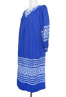 Vtg 70s Maya Quiche Guatemalan Dress M Women Blue White Cotton Tapestry Design