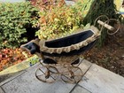 Antique Large Pram Baby Doll Carriage Cow Head And Handle Read  repair To Ear