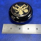 Round Russian Black Lacquer Box Trinket Russia Hand Painted Coat Of Arms Crest