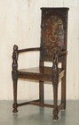 Pair Of Antique 1640 Caquetoire Carved Walnut Polychrome Painted Armchairs