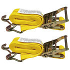 2 Pack 2 x 15  Ratchet Tie Down Straps With Double J Hook 5000lbs Heavy Duty