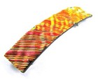 Dichroic Hair Barrette 3 5  90mm Copper Red Orange Fused Glass Ripple Wavy Waves