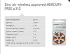 60 Powerone Hearing Aid Size 312 Genuine Mercury Free Batteries- Ex-2028-germany