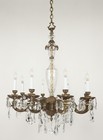 Restored 1930s Victorian Crystal   Bronze Chandelier