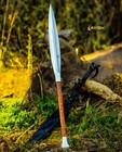 Handmade Viking Spear   Carbon Steel Norse Collectible With Wooden Handle