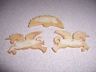 Vintage Carved Bone Flying Unicorns   Peacock Bird Appliques