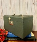 Vintage Gray Train Case   Vintage Vanity Travel Case   Vintage Luggage   Boho