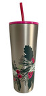 New Starbucks Stainless Steel 24 Oz Holiday Holly Berry Drink Tumbler - Rare