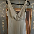 Bhldn Anthropologie V Neck Bridesmaid Dress In Moss Green Sz 4 Long Front Slit  