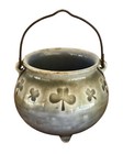 Irish Porcelain Wade Shamrock Clover Cauldron Pot W  Metal Handle