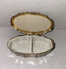 Vintage Red Enamel Pill Box With Double Compartments 2 5 x1 25 