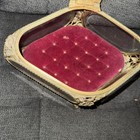 Antique Victorian Jewelry Casket Beveled Glass Trinket Box Red Velvet Ornate