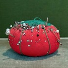 Vintage Tomato Pin Cushion     Fully Loaded     Estate Pins     Patina     Collectible
