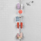 Rust Resistant Tension Rod Shower Caddy 3 Tier Corner Storage Baskets Hooks New