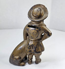 Vintage 1910 s A c  Williams  Cast Iron Buster Brown   Tige Coin Bank