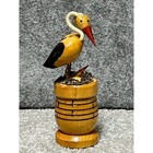 Vintage Mid Century Style Crane Family Hand Crafted Wooden Cryptomeria Birds