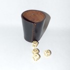 Antique Leather Dice Cup   4 Bakelite Dice Vintage 1cm Gambling Set