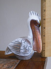 Folk Art Wood Carved   Painted Pelican Figurine Scupture 6  Tall