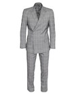 Nwt Ezzelino Suit Grey Blue Check Double Breasted Wool Cotton Italy 60 Us 50
