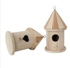Unfinished Wood Bird House Hanging Birdhouse Outdor Bird Feeder With Pole Wild B