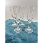 Crystal Champagne Flutes Set Of 4 Cut Glass Faceted Stem Wedding Toasting 7 5 In