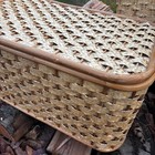 Vintage Woven Wicker Rattan Lidded Hampers Set Of 2 Storage Baskets Boho Decor